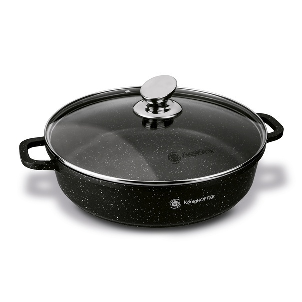 Patelnia na indukcję głęboka kr&oacute;tkie uchwyty Konighoffer Pollo Black 28 x 7 cm