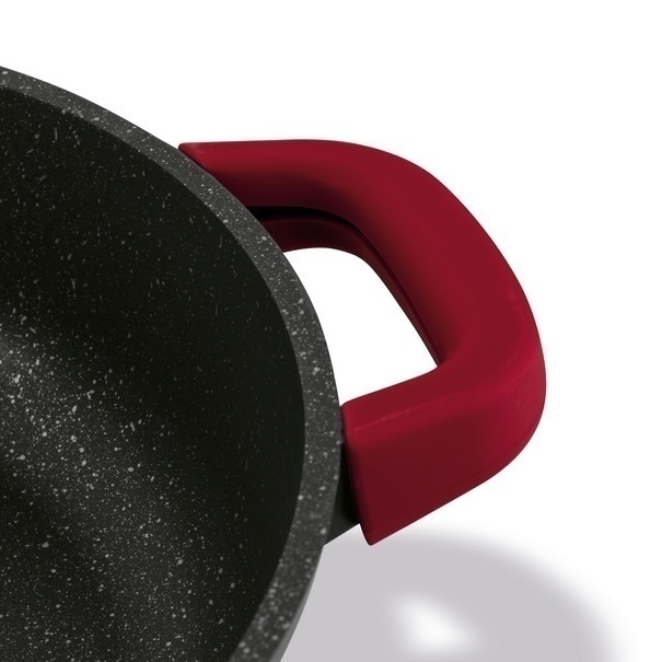 Patelnia na indukcję marmurowa z pokrywką kr&oacute;tkie uchwyty Starke Pro Ochre 28 cm