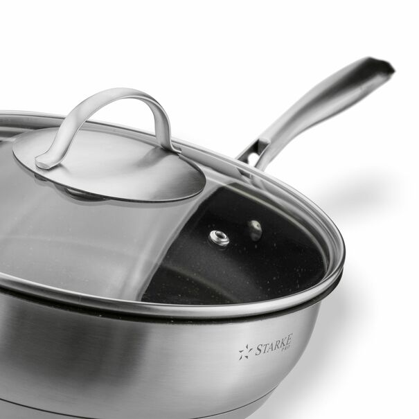 Patelnia na indukcję nierdzewna z pokrywką Starke Pro Varese 24 cm