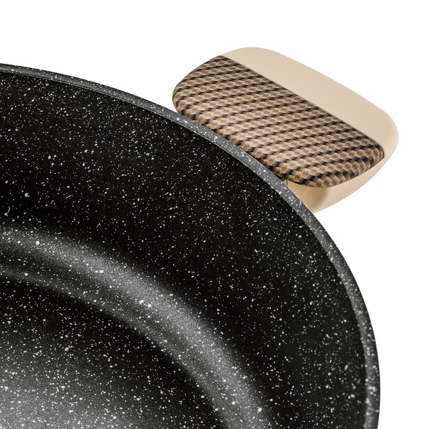 Patelnia na indukcję non stick kr&oacute;tkie uchwyty z pokrywką Starke Pro Light Coffee 28 cm