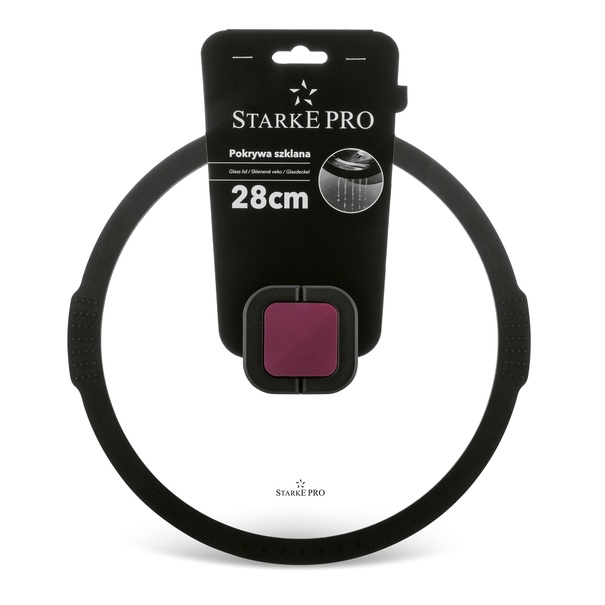 Pokrywka do garnk&oacute;w i patelni z silikonowym rantem Starke Pro 28 cm funkcja odcedzania