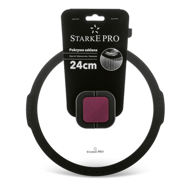 Pokrywka do garnk&oacute;w i patelni z silikonowym rantem Starke Pro 24 cm funkcja odcedzania