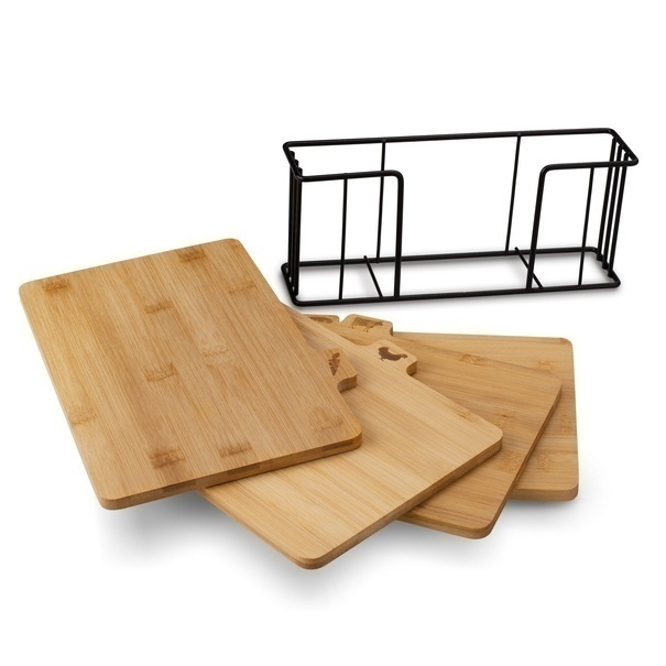 Zestaw 4 desek do krojenia ze stojakiem Konighoffer Cedar 29 x 21 x 7 cm
