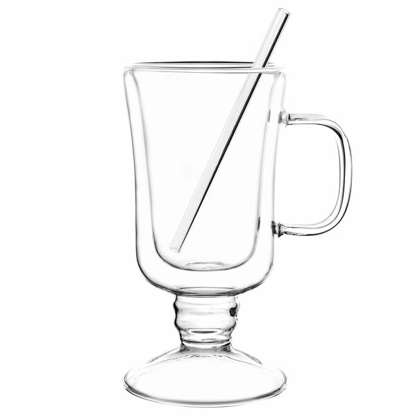 Zestaw 6 szklanek termicznych Tadar Sublime Irish 200 ml i 8 szklanych słomek