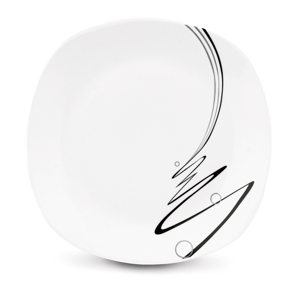 Zestaw kwadratowych talerzy porcelanowych Tadar Wstęga 18 element&oacute;w