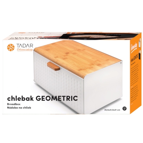 Chlebak metalowy Tadar Geometric 35,5 x 21,5 x 21 cm biały