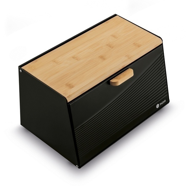 Chlebak stalowy Tadar Skandi Wood 20,5 x 35,5 x 21,5 cm czarny