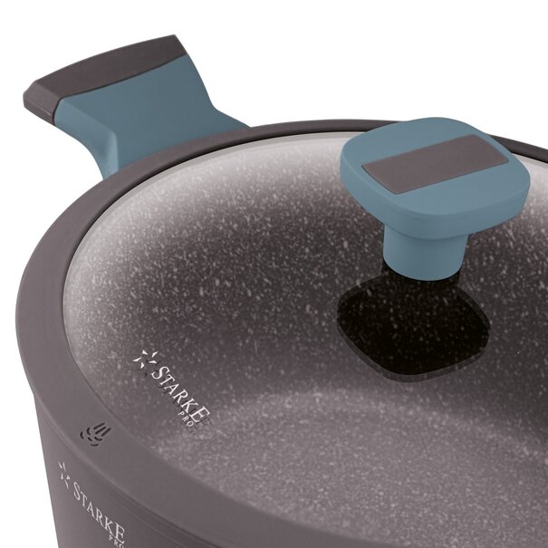 Garnek na indukcję marmurowy z pokrywką Starke Pro Luxury Grey 1,7 l