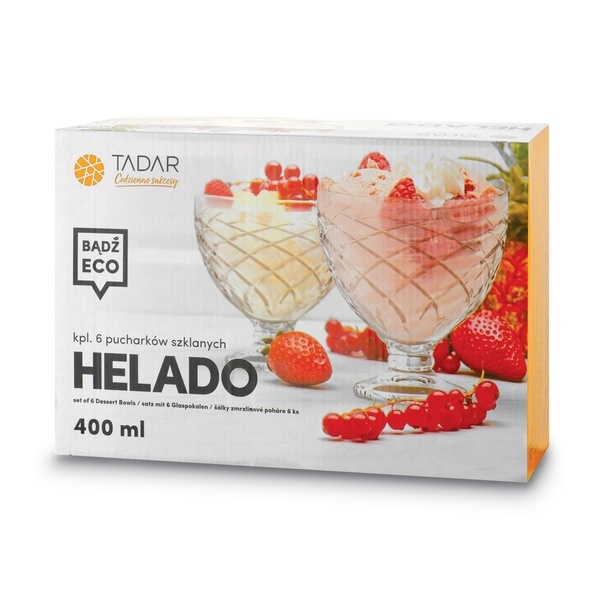 Komplet 6 szklanych puchark&oacute;w deserowych Tadar Helado 400 ml