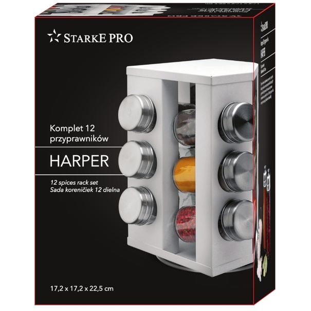 Komplet przyprawnik&oacute;w Starke Pro Harper 12 element&oacute;w 17,2 x 17,2 x 22,5 cm biały