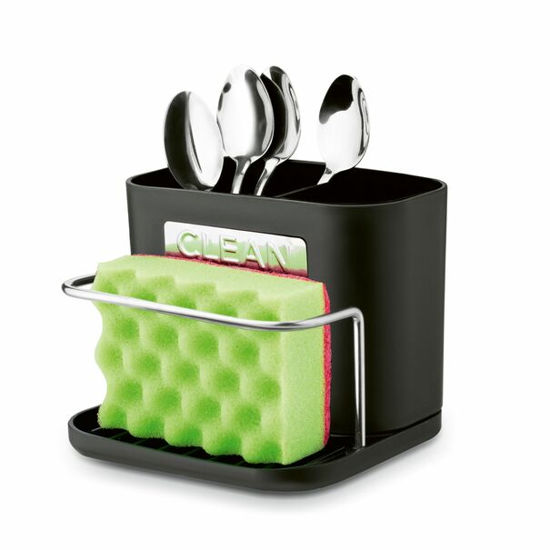 Ociekacz na sztućce z podstawką Tadar Clean 13,5 x 12 x 10,8 cm czarny