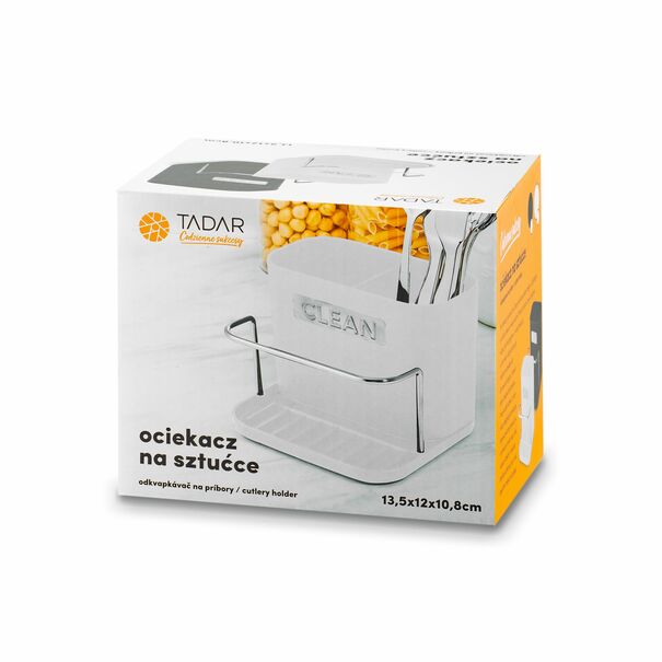 Ociekacz na sztućce z podstawką Tadar Clean 13,5 x 12 x 10,8 cm biały