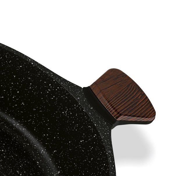 Patelnia marmurowa na indukcję z pokrywką kr&oacute;tkie uchwyty Starke Pro Redwood 28 cm