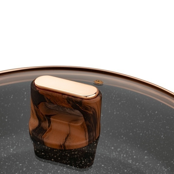 Patelnia na indukcję kr&oacute;tkie uchwyty z pokrywką Starke Pro Starlet Brown 28 x 8 cm