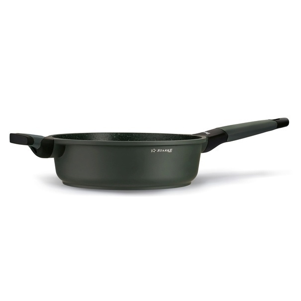 Patelnia na indukcję marmurowa z pokrywką Starke Pro Viridi 24 cm głęboka