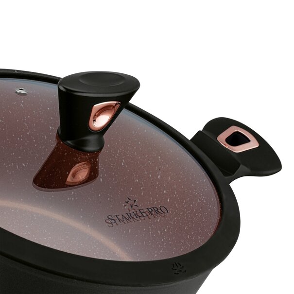 Zestaw garnk&oacute;w na indukcję z powłoką marmurową Starke Pro Dark Copper 10 element&oacute;w