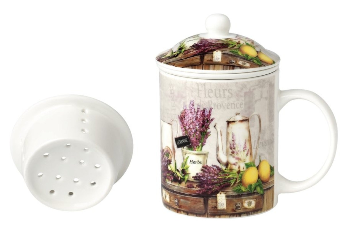 Kubek porcelanowy z zaparzaczem i pokrywką Tadar Provence 330 ml