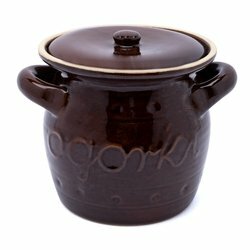 Beczka do kiszenia ogórków kamionkowa z pokrywką Kwiatek Ogórek 2,5 l