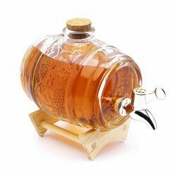 Beczka szklana na stojaku Tadar Jack z korkiem i kranikiem 1 l