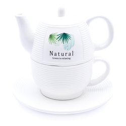 Dzbanek z filiżanką i spodkiem Tadar Natural 400 ml/300 ml
