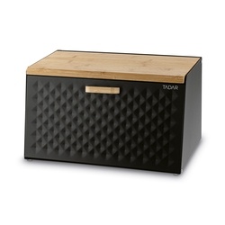 Chlebak stalowy Tadar Geometric Wood 35,5 x 21,5 x 20 cm czarny