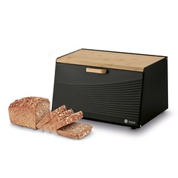 Chlebak stalowy Tadar Skandi Wood 20,5 x 35,5 x 21,5 cm czarny