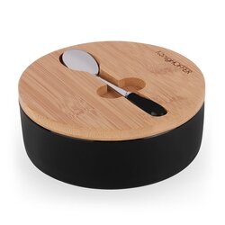 Cukiernica porcelanowa z pokrywką i łyżeczką Konighoffer 14,5 x 5 cm czarna