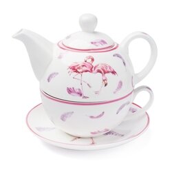 Dzbanek porcelanowy z filiżanką i spodkiem Tadar Flamingo 400 ml/250 ml