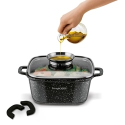 Garnek ceramiczny Konighoffer Kingstone 20 cm kwadratowy z aromatyzerem i 2 nakładki
