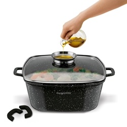 Garnek ceramiczny Konighoffer Kingstone 24 cm kwadratowy z aromatyzerem i 2 nakładki