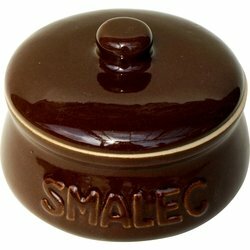 Garnek kamionkowy na smalec z pokrywką Kwiatek 10 x 8 cm