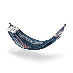 Hamak ogrodowy z 2 linami i torbą Tadar Paski Blue 200 x 150 cm niebieski