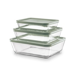 Komplet 3 szklanych borokrzemowych pojemnik&oacute;w na żywność Konighoffer Auro 750 ml 1400 ml 2400 ml