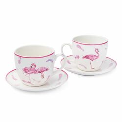 Komplet dwóch filiżanek porcelanowych ze spodkami Tadar Flamingo 250 ml