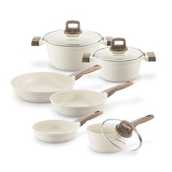 Komplet garnk&oacute;w ceramicznych 9 element&oacute;w Konighoffer Rosti kremowe