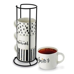 Komplet kubk&oacute;w na stojaku Tadar Decor 300 ml 4 sztuki