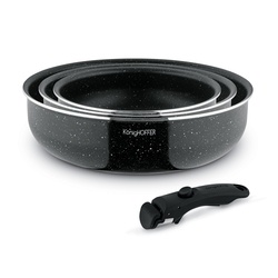 Komplet patelni głębokich z odpinaną rączką Konighoffer Spinel Black 20 / 24 / 28 cm indukcja