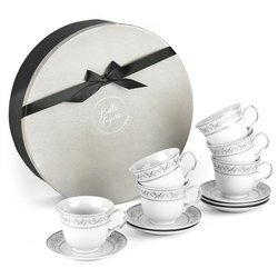 Komplet sześciu filiżanek do kawy ze spodkami Tadar Bella Feguro Flora 250 ml