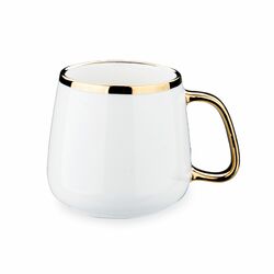 Kubek do kawy i herbaty ze złotym uchem Konighoffer 480 ml biały