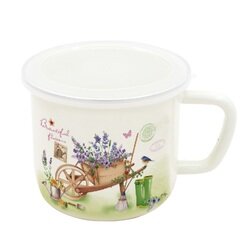 Kubek emaliowany retro z pokrywką Tadar Garden 1,0 l