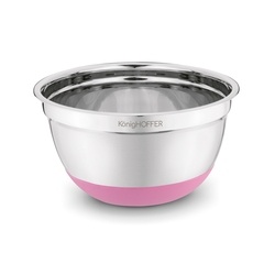 Miska nierdzewna Konighoffer 16 cm silikonowa podstawa różowa