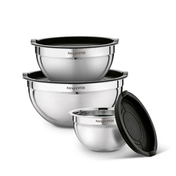 Miski nierdzewne z pokrywkami Konighoffer 16 cm 20 cm 24 cm satyna