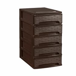 Organizer z 5 szufladkami Great Plastic Rattan 27 x 18 x 32 cm brąz wenge