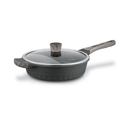 Patelnia głęboka na indukcję marmurowa z pokrywką Starke Pro Embossed 28 x 7,5 cm