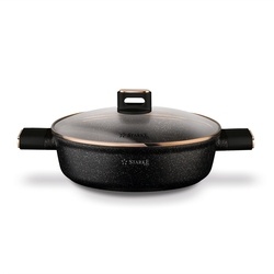 Patelnia kr&oacute;tkie uchwyty z pokrywką Starke Pro Starlet Black 28x8 cm