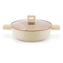 Patelnia kr&oacute;tkie uchwyty z pokrywką Starke Pro Starlet Beige 28x8 cm