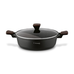 Patelnia marmurowa na indukcję z pokrywką kr&oacute;tkie uchwyty Starke Pro Redwood 28 cm