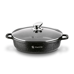 Patelnia na indukcję głęboka kr&oacute;tkie uchwyty Konighoffer Pollo Black 28 x 7 cm