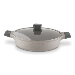 Patelnia na indukcję kr&oacute;tkie uchwyty z pokrywką Starke Pro Stoneware Marble 28 cm