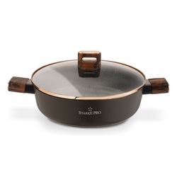 Patelnia na indukcję kr&oacute;tkie uchwyty z pokrywką Starke Pro Starlet Brown 28 x 8 cm